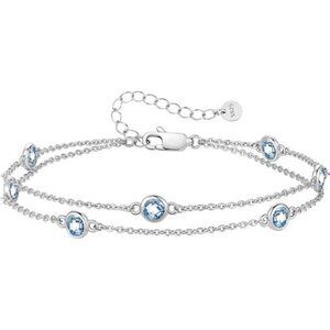birthstone bracelet for women sterling silver double strand charm jewelry gift